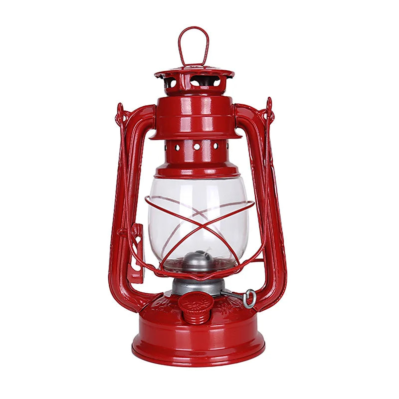 31 cm  Retro Iron Art Kerosene Lamp Decoration Old-Fashioned Portable Glass Barn Lantern Decoration Outdoor Camping Light