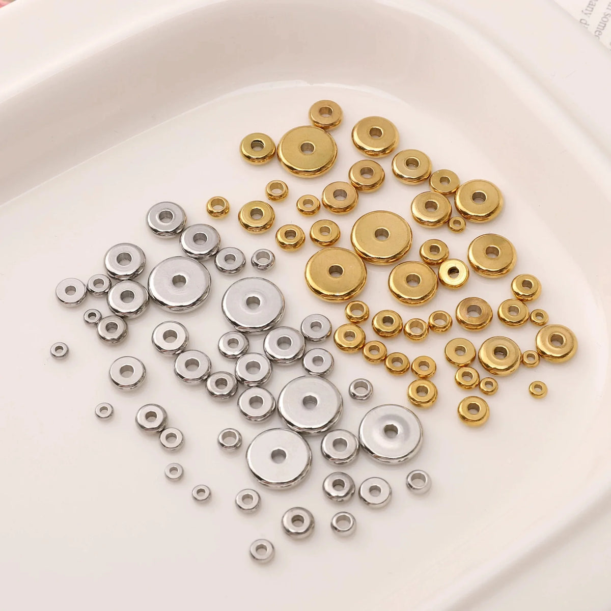 Stainless Steel Flat Disc Bead Spacers Jewelry Findings Accessories for Bracelet Necklace Making MegaBDM