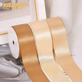Yama personalized 100% polyester fabric 38mm width gift wrapping light brown satin ribbon roll for packaging