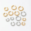 Fenny Waterproof Chunky Simple Circle Plain Smooth Hoop Earring Trendy for Women Wholesale Stainless Steel Ladies Jewelry