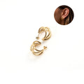 Stainless Steel Minimalist Jewelry Dainty Gold Layered Triple Hoops Stub Earring for Women