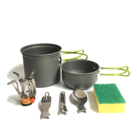 Camping Kitchen Cookware Mess Kit Backpacking Gear & Hiking Outdoors Bug Out Bag Aluminum Alloy Lightweight 7-Piece Cookset