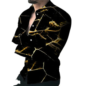 Men's Professional Full Sleeve Shirt Printed Hawaiian Beach Vacation Design Anti-Wrinkle for Autumn Season
