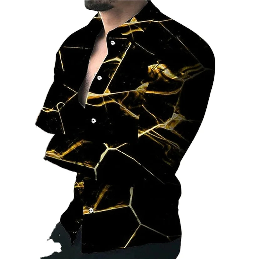 Men's Professional Full Sleeve Shirt Printed Hawaiian Beach Vacation Design Anti-Wrinkle for Autumn Season