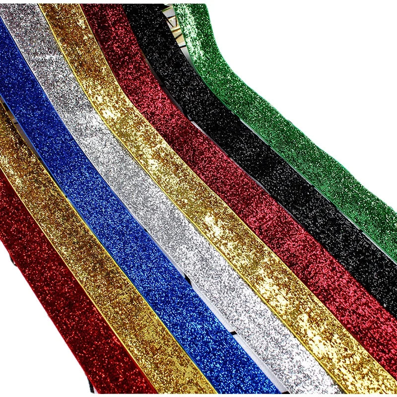Custom Printing LOGO  Packaging Velvet Ribbon pink Glitter Ribbon GLITTER Factory  196 Color Velvet Ribbon