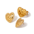 J&D Jewelry Stainless Steel 18K PVD Gold Plated Hammer Rhombus Heart Stud Earring Ring for Women