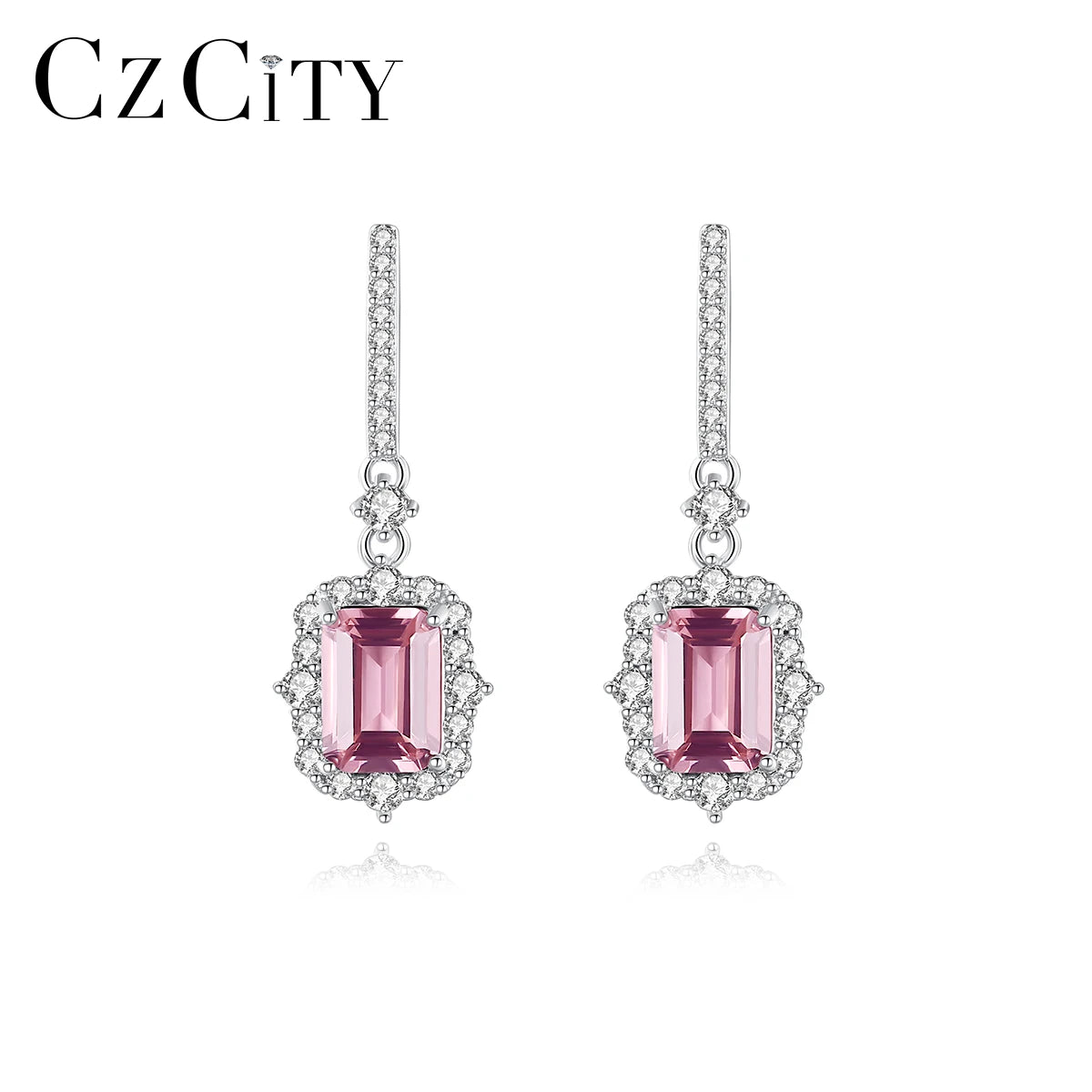 CZCITY Designer Popular Brand 925 Sterling Silver Wedding Long Dangle Gemstone Statement 2026 Jewelry Earring