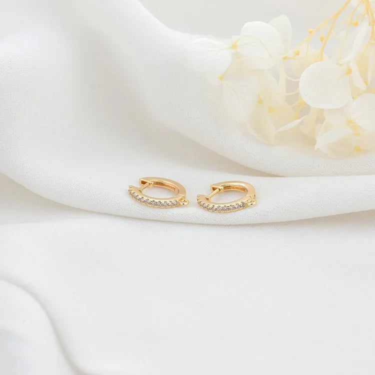 Simple Design 14K Gold Plated Round Shape Huggie Hoop Earrings