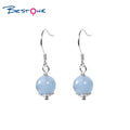 Sterling Silver 925  12 Zodiac Jewelry Natural Stone Healing Crystal Bead Earring 8mm Gemstone Bead Earring