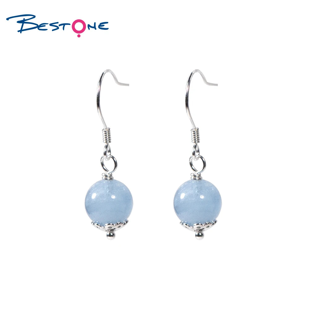 Sterling Silver 925  12 Zodiac Jewelry Natural Stone Healing Crystal Bead Earring 8mm Gemstone Bead Earring