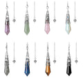 Hot Silver Plated Copper Retro Pattern Stone Pendulum and Chain Crystal Stone Charms Divination Hypnosis Healing Soul Witchcraft