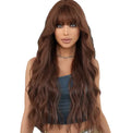 Wholesale 2025 New Style Highlight Blonde Long Wavy Wigs with Bang Synthetic Curly Women Hair Wig for Daily Used