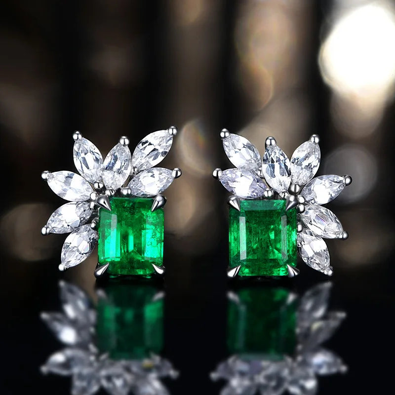 CAOSHI Fashion Jewelry Trendy Female Earrings Silver Plated Blue Green Red Crystal Stone Elegant Stud Earrings for Women Wedding