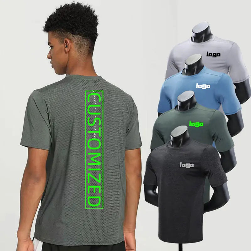 Sanken Men's Workout Athletic Gym T-Shirts Raglan Sleeves Custom Logo Printing Plus Size Breathable Washed for Adults Summer