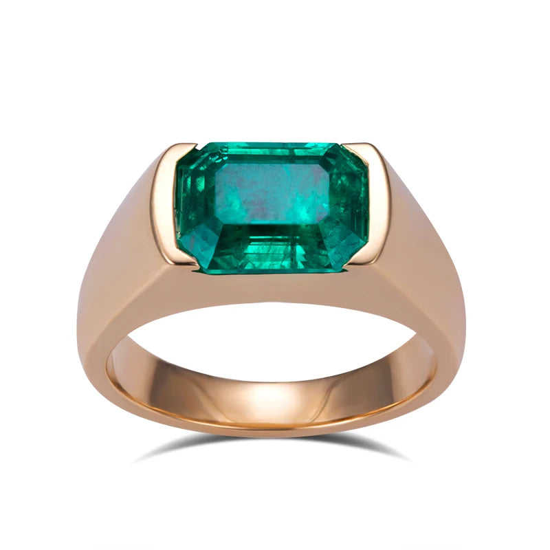 Messi Gems Custom Jewelry MSR-1233 18K Yellow Gold 2.2CT Lab Grown Emerald Ring
