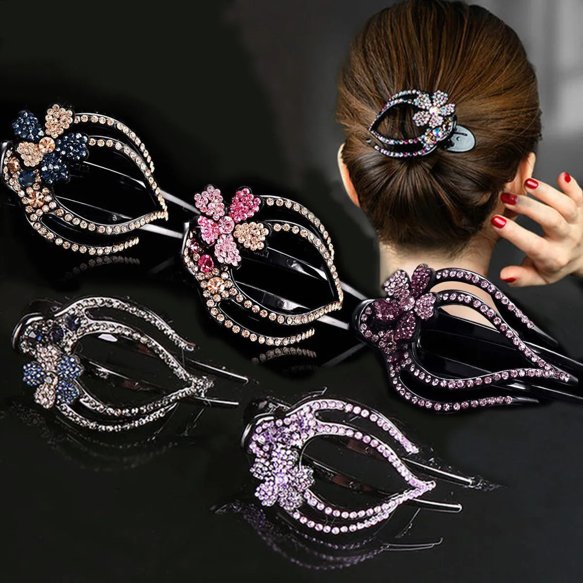 Women's Large Alligator Hair Clips Crystal Rhinestone Hair Claw Clamp Hairpin