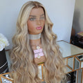 Hot Style Honey Blonde Piano Color Body Wave Medium Density Virgin European Cuticle Aligned Human Hair Lace Front Wigs