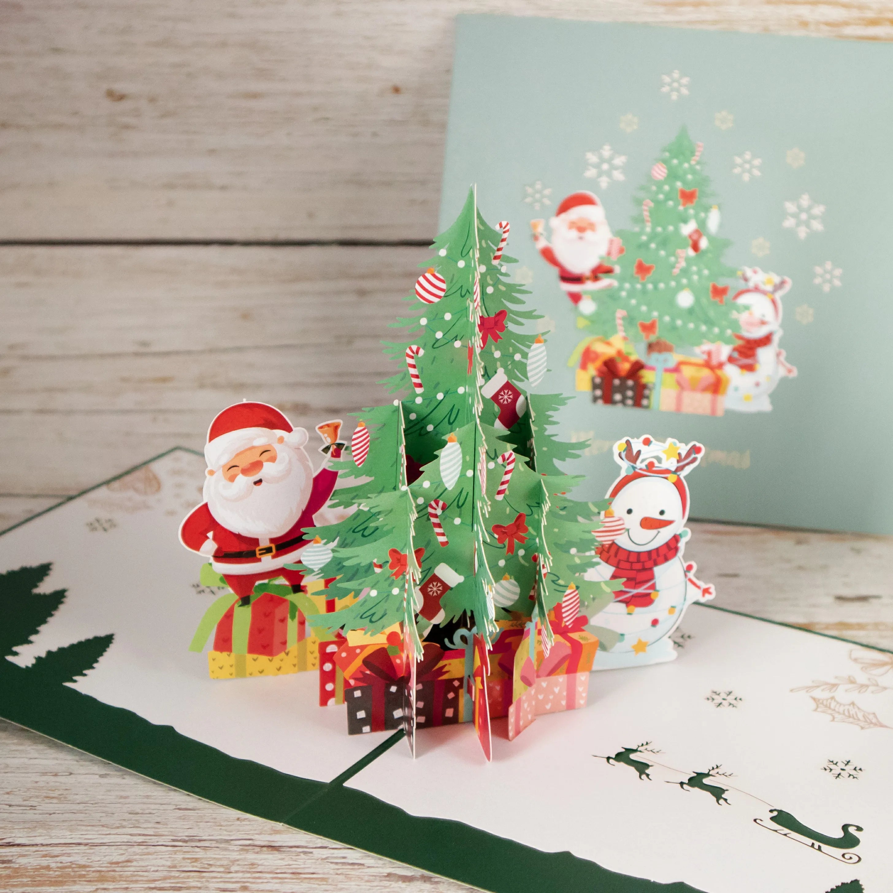 Custom Paper Carving Holiday Blessing Gift Folding with Envelope  OEM3D Handmade Father Christmas Pop up Greeting Card