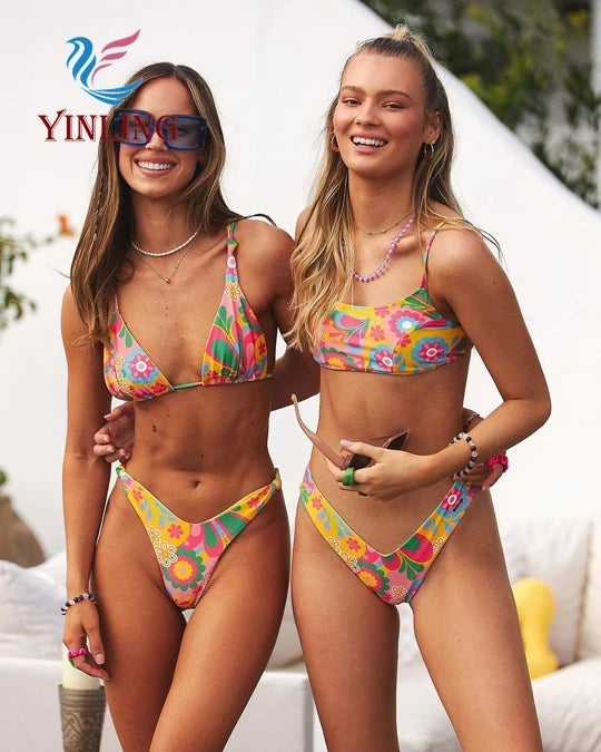Newest Custom Style OEM Swimwear for Women String Print Bathing Suits 2-Piece Set with Fast Shipping