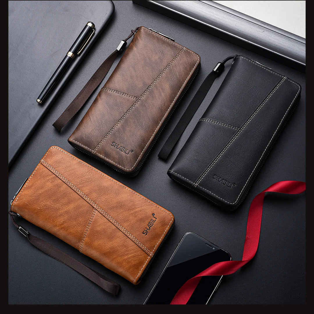 2024 Vintage Style Long Wallet Leather for Men Brown Men Leather Wallet Whole Sale Hot Sale Products Leather Wallet