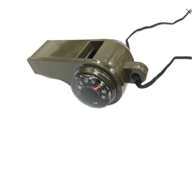 3 in 1 EDC Outdoor with Compass and Thermometer Whistle Survival Lifeguard Emergency High-frequency Earthquake Whistle