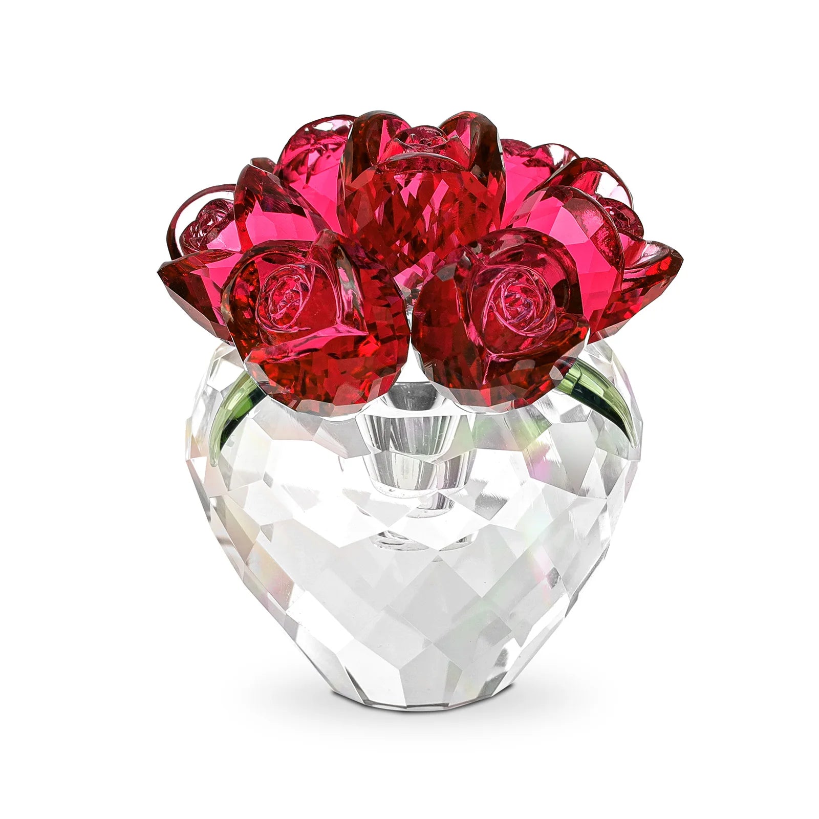 Crystal Flower Gifts for Mom Wife Girlfriend Glass Flower Ornaments for Home Office Tabletop Paperweight