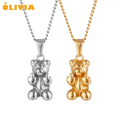 Waterproof Gold Offensive Bear Necklace Nickel Free Animal Pendant Jewelry Gifts Stainless Steel Gummy Bear Necklace for Men