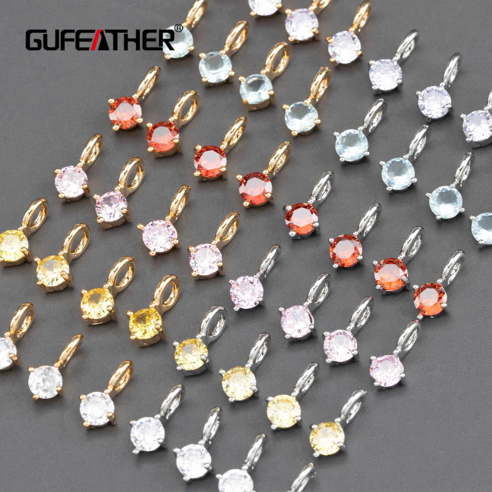 MA77 10pcs/Lot Nickel-Free 18K Gold Rhodium Plated Copper Zircon Charm DIY Pendant Jewelry Making Findings Metal Accessories