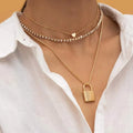Gaby New Necklace Set Lock Dangle Necklaces Gold Plated Layered Necklace for Women Wholesale Body Jewelry