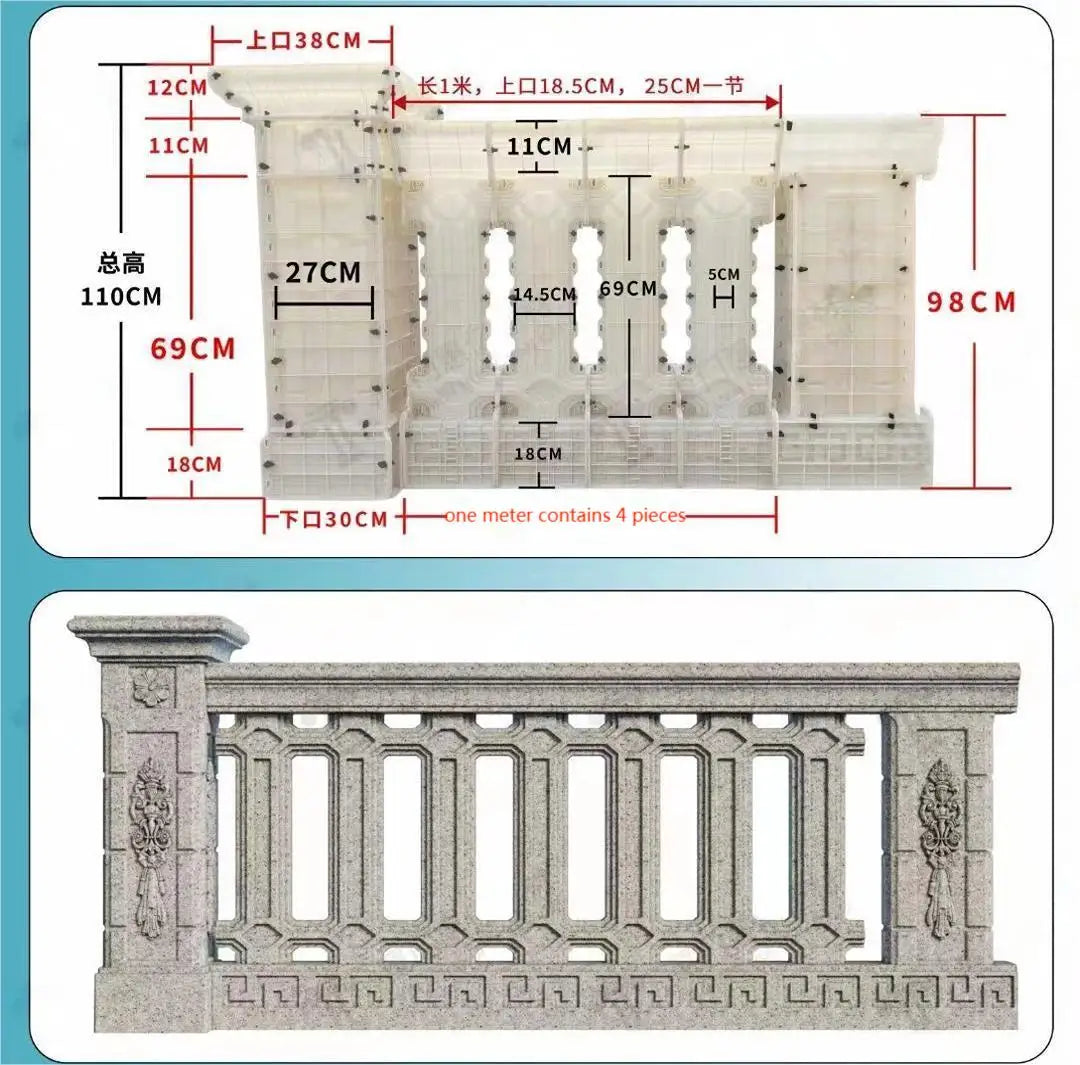 2024 New Design Casting in Place Plastic Decorative Concrete Baluster Mold for Sale
