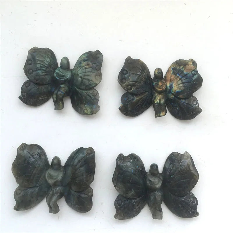 Crystals Wholesale Bulk Hand Carvings Crystal Craft Labradorite Butterfly Fairy Ornaments