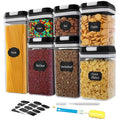 Airtight Plastic clear Sugar Flour Dry Food Cereal Kitchen Organizers 7 Pack Food Storage Containers Sets