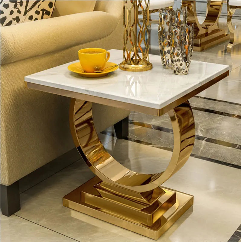 Wholesale Hot Sale Living Room Furniture Sofa Beside Table Metal Material Gold Round Coffee Table