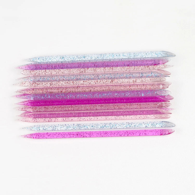 50pcs Nail Art Double Sided Cuticle Pusher Nails Multi Functional Stick Colorful Plastic Nail Stickers
