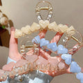 2023 Hot Sale Sweet Pink Love Heart Shark Clip Fashion Resin Hair Claws Clips for Women Accessories