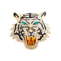 Hot Sale Animals Tiger Head Brooch Lapel Pin Multi Color Rhinestone Tiger Head Brooch