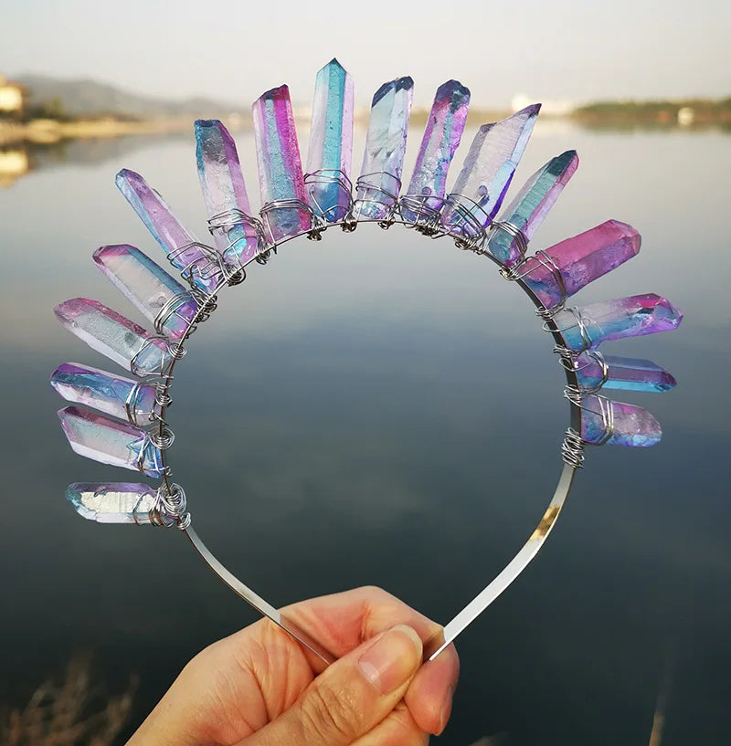 DIY Crystal Crafts Best Supplier Point Crystal Colorful Purple Blue Comb with Aura Mixed Quartz Stone Healing Crystals