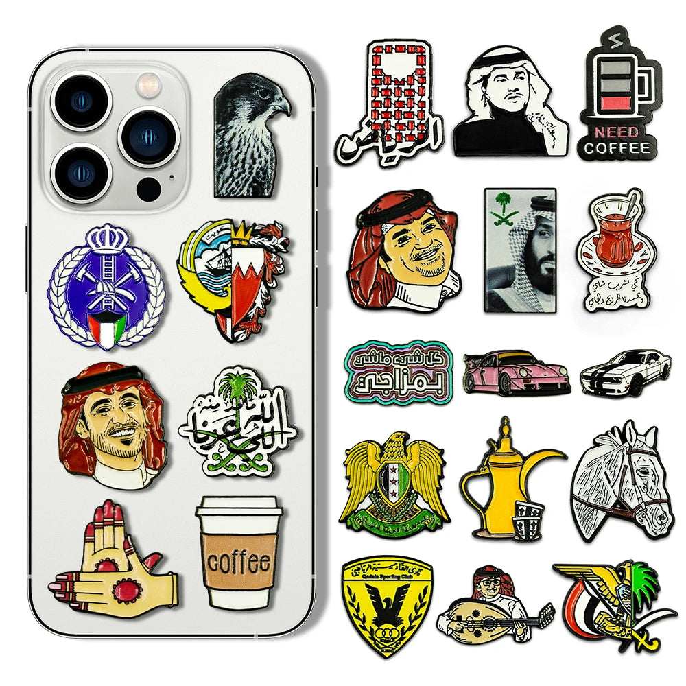 Personalized Custom Logo Adhesive Badge Pin 3M Mobile Saudi Kuwait Metal Sticker for Phone Case Custom Bags for Stickers