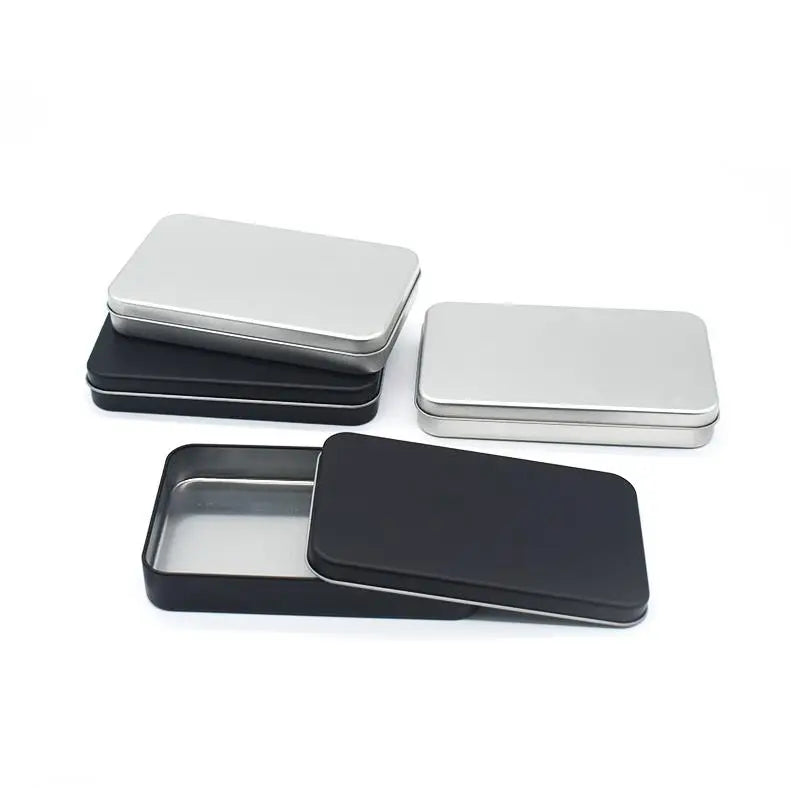Black Silver Tea Tin Box Packaging Container Case with Lids Metal Square Mint Tobacco Candy Gifts Tin Boxes Packaging