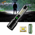 1000m Portable White Laser Torch Light Telescopic Zoom Waterproof Lanern Rechargeable LED Tactical Flashlight COB Work Light