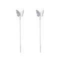 Popular Girl's Tassels Earrings S999 Sterling Silver CZ Zircon Butterfly Tassels Earrings Wholesale