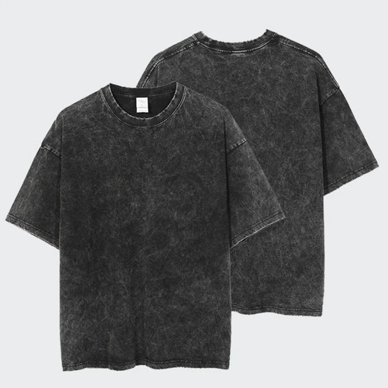 Wholesale Heavyweight Acid Washed Jersey Vintage T-Shirt Men Custom 100% Cotton Casual Short Sleeve Oversized Print