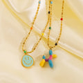 Summer Enamel Stainless Steel Colorful Dog Balloon Smile Necklace Small Doggy Pup Chunky Balloon Animal Charm Necklace