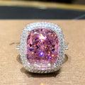 Pink Zirconia Women's Wedding Band Romantic Bridal Ceremony Party Ring Fashion Jewelry Accessories