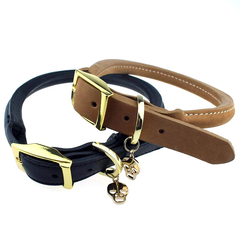 OEM Custom Adjustable PU Leather Name Tag Personalize Padded Comfort Pets Dog Leads Leather Dog Collar