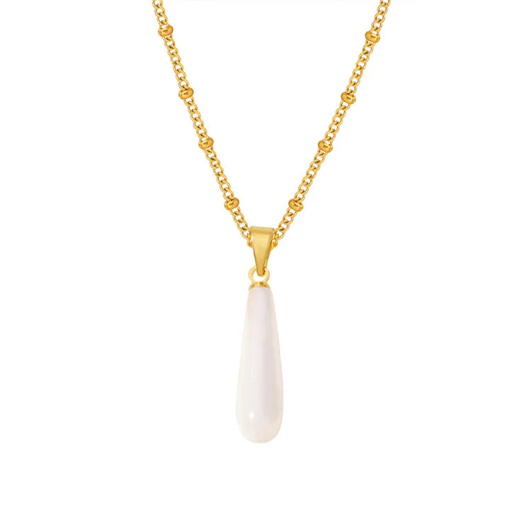 High End Jewelry Necklace Gold Plated Stainless Steel Shell Water Drop Pendant Necklaces for Women
