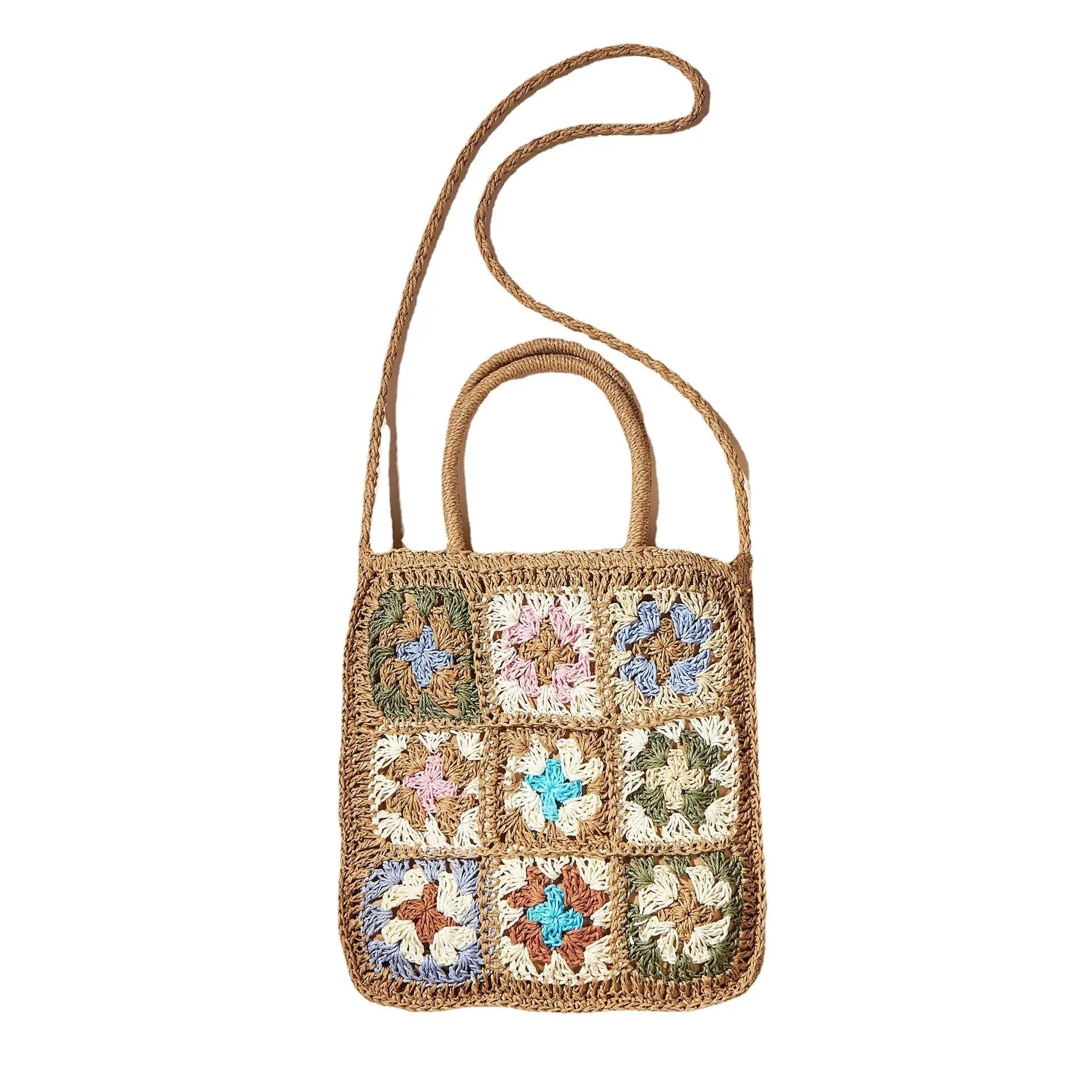 Women Beach Shoulder Bags Handwoven Paper Straw Crochet Bag