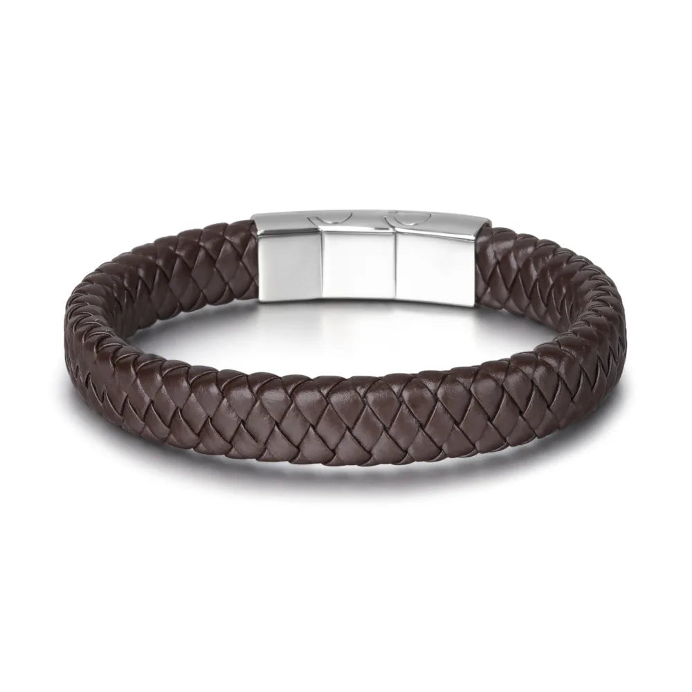 Wholesale Knitting Leather Retro Bracelet Mens Leather Knitted Bracelet With 3 Pieces Extended Magnetic Buckle