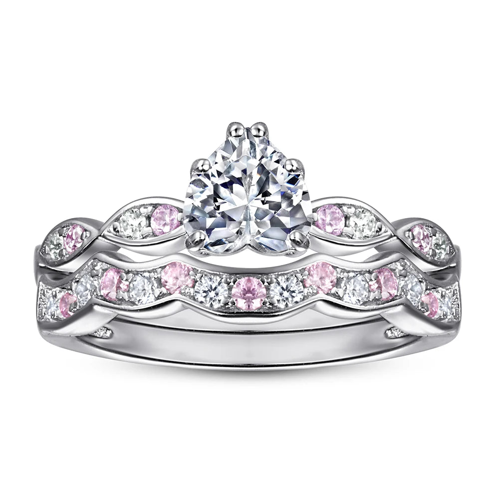 Factory Direct Supplier Fine Jewelry 925 Sterling Silver Heart Cut Rhodium Plated Cubic Zirconia Ring Engagement Wholesale