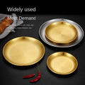 304 Stainless Steel Food Pan Household Round Tray Commercial BBQ Pan Dim Sum Dining Plate Fruit Tray Salad Tray